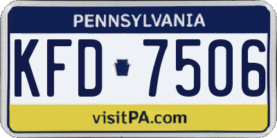 PA license plate KFD7506