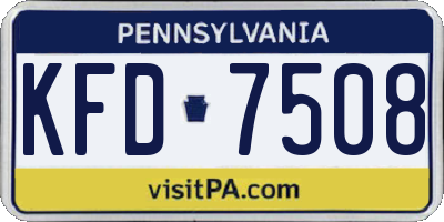 PA license plate KFD7508