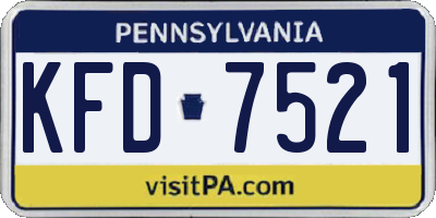 PA license plate KFD7521