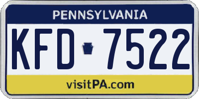 PA license plate KFD7522