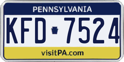 PA license plate KFD7524