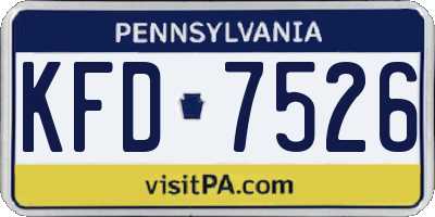 PA license plate KFD7526