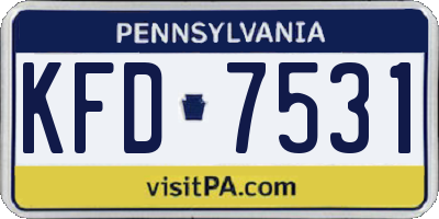 PA license plate KFD7531