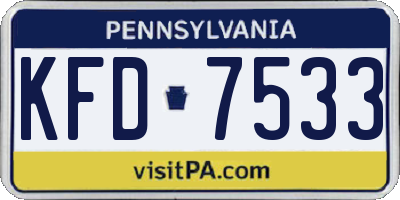 PA license plate KFD7533