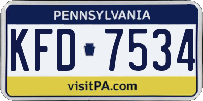 PA license plate KFD7534