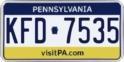 PA license plate KFD7535