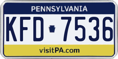 PA license plate KFD7536