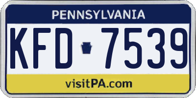 PA license plate KFD7539