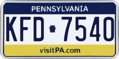 PA license plate KFD7540