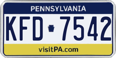 PA license plate KFD7542