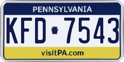 PA license plate KFD7543