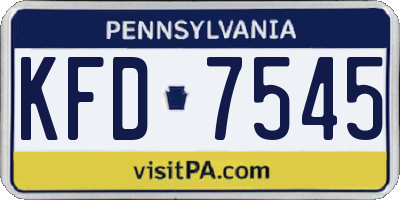 PA license plate KFD7545