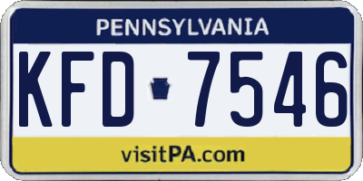 PA license plate KFD7546