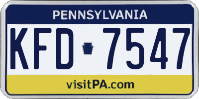 PA license plate KFD7547