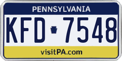 PA license plate KFD7548