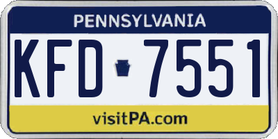 PA license plate KFD7551