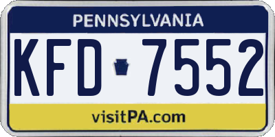 PA license plate KFD7552