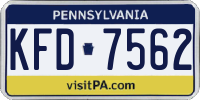 PA license plate KFD7562