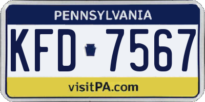 PA license plate KFD7567
