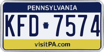 PA license plate KFD7574