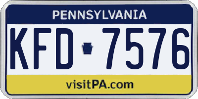 PA license plate KFD7576