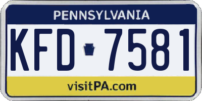 PA license plate KFD7581