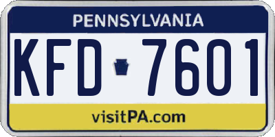 PA license plate KFD7601