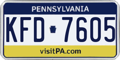 PA license plate KFD7605