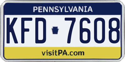 PA license plate KFD7608