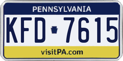 PA license plate KFD7615