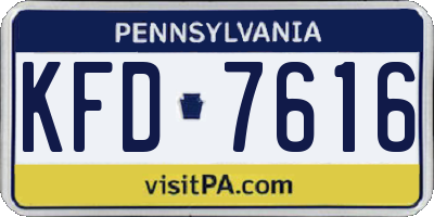 PA license plate KFD7616