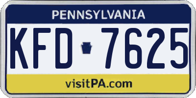 PA license plate KFD7625