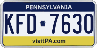 PA license plate KFD7630