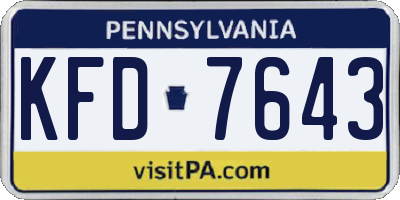 PA license plate KFD7643