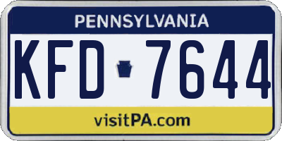 PA license plate KFD7644
