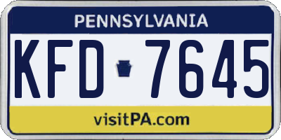 PA license plate KFD7645