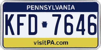 PA license plate KFD7646