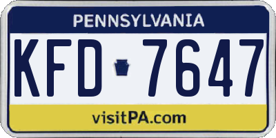 PA license plate KFD7647
