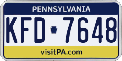 PA license plate KFD7648