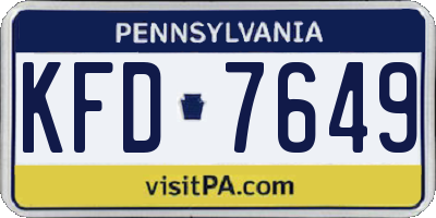 PA license plate KFD7649