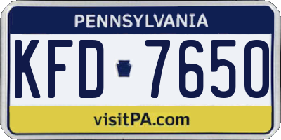 PA license plate KFD7650