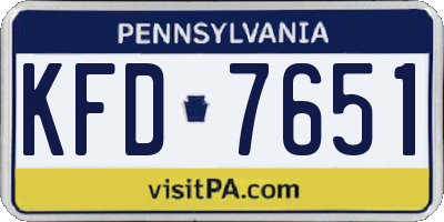 PA license plate KFD7651