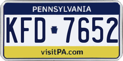 PA license plate KFD7652
