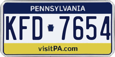PA license plate KFD7654