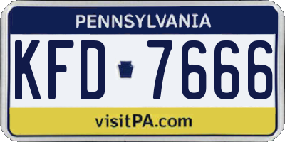 PA license plate KFD7666