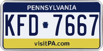 PA license plate KFD7667