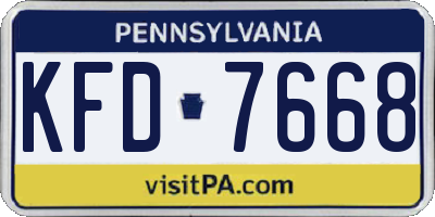 PA license plate KFD7668