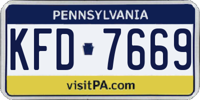 PA license plate KFD7669