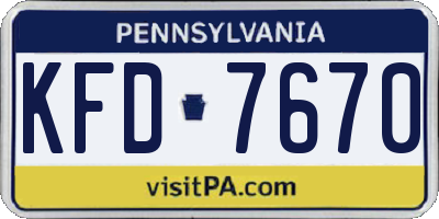 PA license plate KFD7670