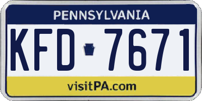 PA license plate KFD7671
